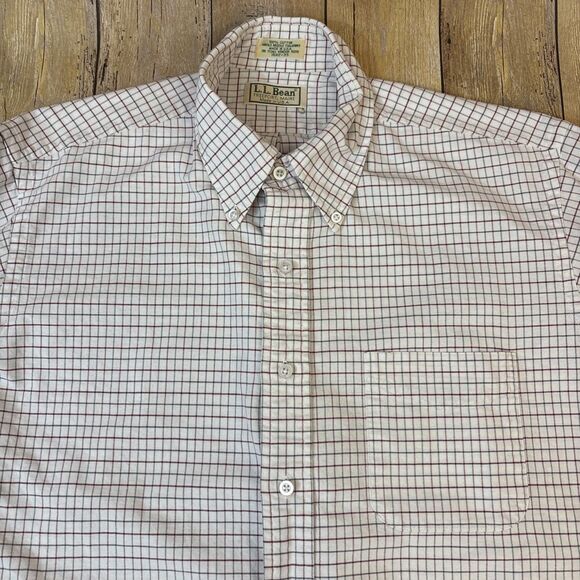 LL Bean Dress Shirt Vintage Made In USA Mens 16.5 35 Long Sleeve Graph Check - Picture 3 of 7